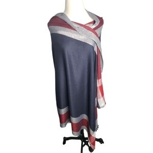 Jessica Mcclintock Huge Fringed Colorblocked Wrap